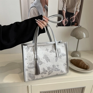 Schmetterling Drucken Tote Tasche Große Kapazität Handtasche Damen Mit Quaste Schultertasche Vintage Lässig Schick