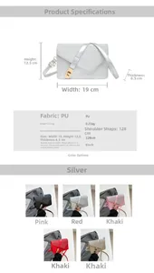Detailed size specifications for the vintage crossbody bag with polished metallic lock