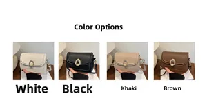 Four colors of minimalist crossbody bags with iconic gold U-shaped metal buckle detail