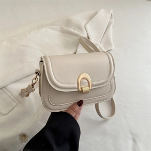 Modische Damen Umhängetasche PU Leder Retro Minimalistische Satteltasche Mit Goldenem Hufeisenverschluss Elegante Schultertasche