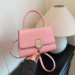 Petit Sac Carré Femme Cuir PU Boucle Métal Doré Sac À Bandoulière Main Minimaliste Mode Bureau Quotidien