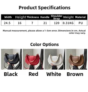 Detailed size chart and specifications for the retro PU leather saddle shoulder bag
