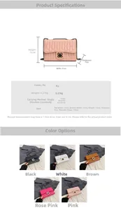 Size chart showing 21x15x7cm dimensions for this quilted PU leather crossbody bag