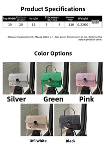 Size chart and color selection for this vintage small crossbody bag with metal lock
