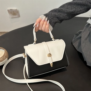 Sac À Main Bandoulière Pour Femmes Cuir PU Contrasté Petit Sac Carré Rétro Avec Poignée Et Bandoulière Réglable Doré
