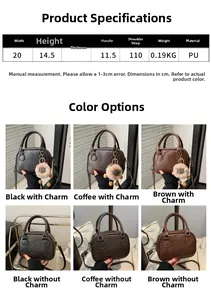 Detaillierte Größentabelle für Retro PU-Handtasche mit Abmessungen und Gewichtsangaben