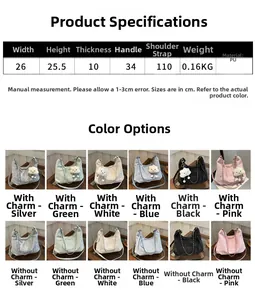 Detailed size chart and multi-color options for stylish pleated soft PU leather tote bag