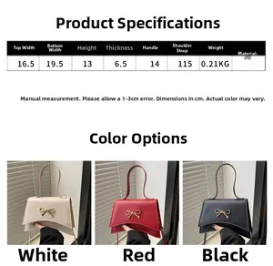 Tableau des tailles détaillé pour sac à main nœud avec dimensions et matériel en PU