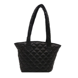 Grand sac fourre-tout noir matelassé à losanges pour femme avec bandoulière élégante