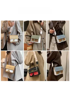 Collage of multi-color crossbody bags with jacquard wide straps in various daily styles