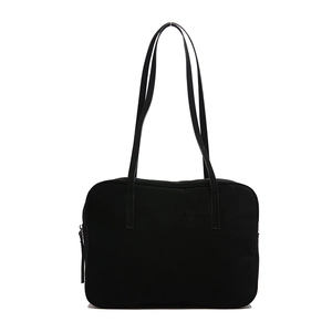 Minimalist black tote bag with long shoulder straps for daily commuting and office wear