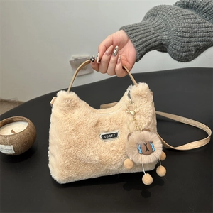 Sac À Main En Peluche Pour Femmes Fausse Fourrure Cuir PU Sac Bandoulière Souple Forme Mode Polyvalent Automne Hiver Tendance