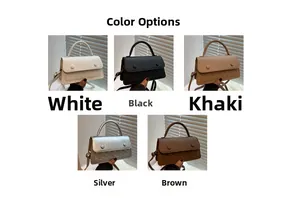 Detail of crossbody bag colors featuring textured checkerboard pattern and buckle closures