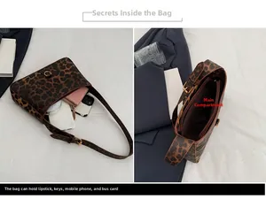 Detailed interior of leopard print shoulder bag showing large capacity for essentials