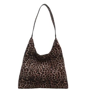 Large leopard print canvas tote bag for women with wide shoulder strap in casual style