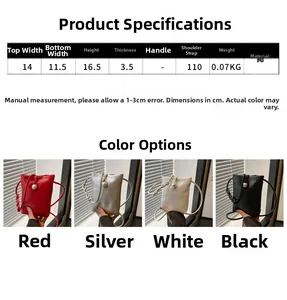 Tableau des tailles avec hauteur de 16,5 cm et specs PU pour mini sac de téléphone