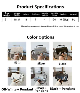 Detailed size parameters and color options for stylish PU leather crossbody bags