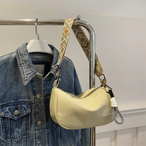 Waterproof oxford fabric dumpling bag with ethnic style wide strap in cream white