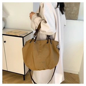 Khakifarbene Retro Canvas-Tragetasche mit großem Fassungsvermögen und Schultergurt für den Alltag