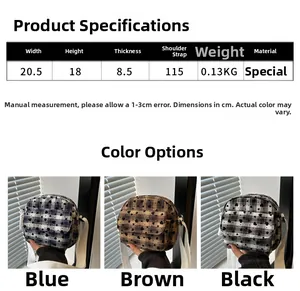 Detailed size chart and multi-color comparison of contrast shell crossbody bags