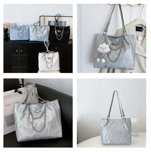 Collection of metallic butterfly tote bags with pleated leather and decorative charms