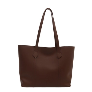 Klassische braune Shopper-Tasche aus mattem Kunstleder mit großem Fassungsvermögen