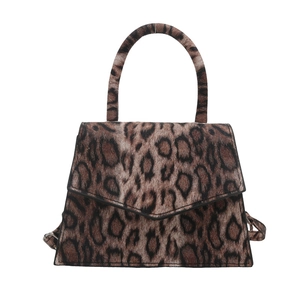 Leopard print crossbody handbag for women with structured top handle and stylish leopard pattern