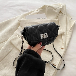 Mini Sac Bandoulière Femme Cuir PU Matelassé Losanges Chaîne Fermoir Métal Sac À Main Soirée