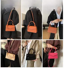 Collage of chic faux animal skin crossbody bags in orange, beige, black, and pink colors