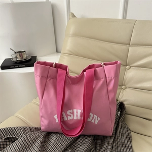 Sac fourre-tout rose en toile avec imprimé FASHION pour le bureau et grande capacité