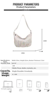Detailed dimensions of white Oxford tote bag showing 29x22x7.5cm size and lightweight 0.11kg