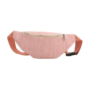 Sac banane tissé rose minimaliste en forme de croissant avec sangle réglable