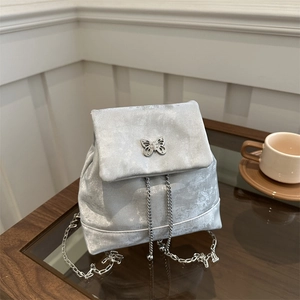 Mini Mochila Mujer Hebilla Mariposa Metal Correa Cadena Cordón Terciopelo Cuero PU Moda Bolso Escolar Pequeño Y2K