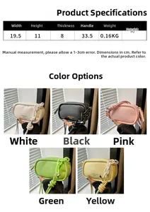 Detailed size chart for the mini crossbody bag with 19.5cm width and 11cm height dimensions