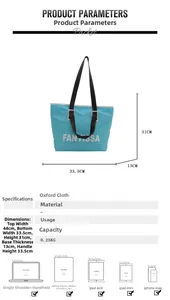 Detailed size chart for the large Oxford cloth tote bag with dimension specifications
