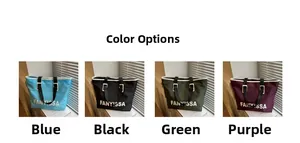 Multiple color options of large capacity tote bags in blue black green and purple