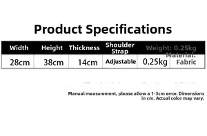Detailed size chart for the cute pineapple backpack showing weight and dimensions