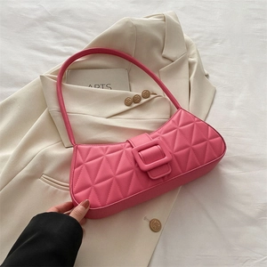 Borsa Sottobraccio in Pelle PU Trapuntata da Donna Fashion Street Style Fibbia Quadrata Piccola Borsa Quadrata Tinta Unita Borsa a Spalla