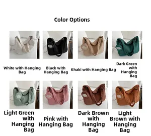Eight colors of large corduroy tote bags with matching mini round pendant coin purses