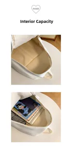 Detailansicht des großen Hauptfachs des weißen Rucksacks im japanischen Schulstil