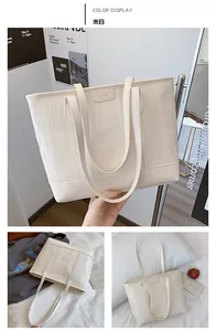 Detail of off-white tote bag featuring wave-textured leather and metal logo plaque