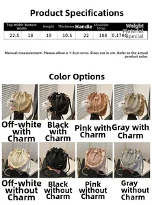 Tableau des tailles du sac seau tissé à cordon avec dimensions et coloris variés