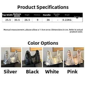 Detailed size chart and specifications for the bow-knot PU leather tote shoulder bag