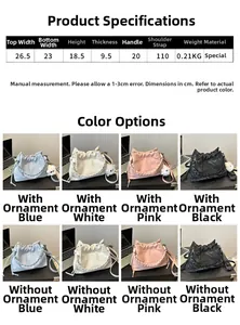 Tabella delle taglie e opzioni di colore per questa borsa a secchiello con coulisse