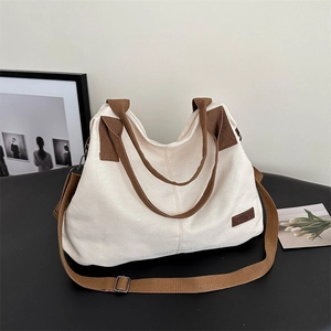 Große Kapazität Canvas Tote Bag Lässige Umhängetasche Mit Reißverschluss Für Frauen Japanischer Stil