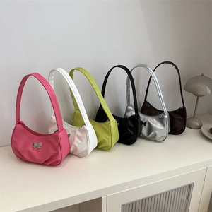 Chic butterfly hobo bags in six colors including pink, white, green, and silver