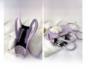 Internal view of lilac tote bag showing spacious capacity and secure zipper closure