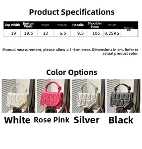 Quilted mini handbags in white, pink, silver, and black with metallic edges and top handles