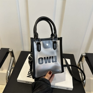 Mini Sac À Main Femme Transparent PVC Sac Bandoulière Avec Garniture En Similicuir PU Lettre Imprimé Été Chic Petit Tote