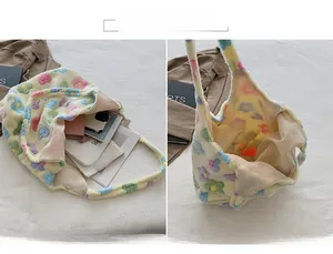 Interior view of soft plush tote bag showing large capacity for tablet and phone